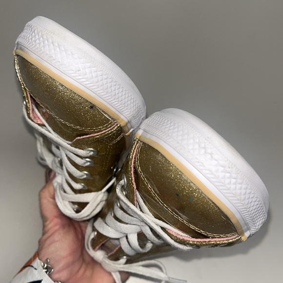 Converse All Star gold w/ sparkles lop top sneakers size 5 Junior’s- unisex - Picture 7 of 13